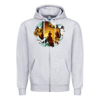 Heather Grey Horsehide Texas Map Cowboys Flag Zipper Hoodie - RanaPortraitStore