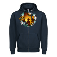 Navy Horsehide Texas Map Cowboys Flag Zipper Hoodie - RanaPortraitStore