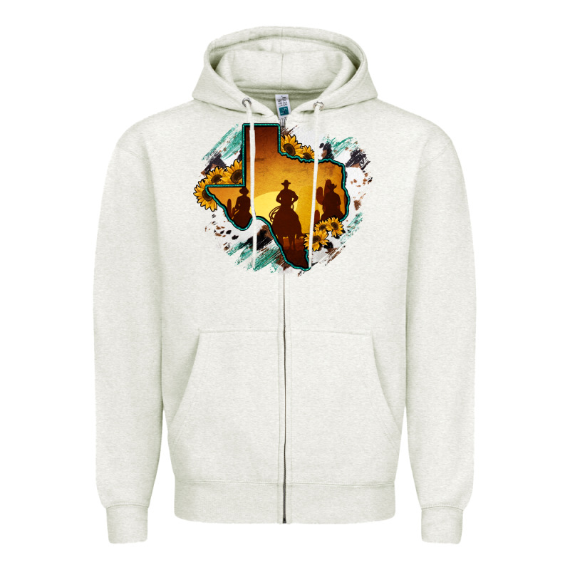 Horsehide Texas Map Cowboys Flag Zipper Hoodie by RanaPortraitStore | Teevron