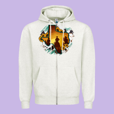 Horsehide Texas Map Cowboys Flag Zipper Hoodie Designed By Ranaportraitstore