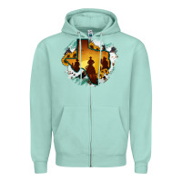 Seafoam Horsehide Texas Map Cowboys Flag Zipper Hoodie - RanaPortraitStore