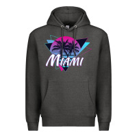 Charcoal Heather miami beach souvenir vintage 80s Premium Hoodie - linhVisuals