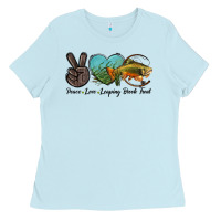 Baby Blue Peace Love Leaping Brook Trout Ladies Tee - LillyAllenDesigns