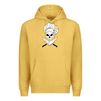 Antique Gold chef skull and crossbones knives halloween Premium Hoodie - linhVisuals