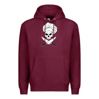 Burgundy chef skull and crossbones knives halloween Premium Hoodie - linhVisuals
