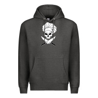 Charcoal Heather chef skull and crossbones knives halloween Premium Hoodie - linhVisuals