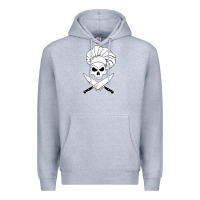 Heather Grey chef skull and crossbones knives halloween Premium Hoodie - linhVisuals