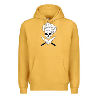 Mustard chef skull and crossbones knives halloween Premium Hoodie - linhVisuals