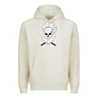 Oatmeal Heather chef skull and crossbones knives halloween Premium Hoodie - linhVisuals