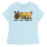Baby Blue Peace Love Wild cat Ladies Tee - LillyAllenDesigns