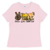 Bubblegum Pink Peace Love Wild cat Ladies Tee - LillyAllenDesigns