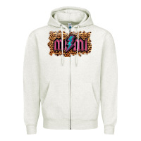Oatmeal Heather Leopard Mimi Lightning Zipper Hoodie - RanaPortraitStore
