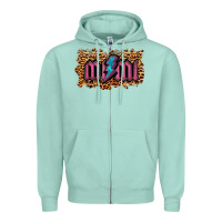 Seafoam Leopard Mimi Lightning Zipper Hoodie - RanaPortraitStore