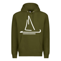 Army Green sailing boat Premium Hoodie - linhVisuals