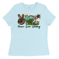 Baby Blue Peace Love Donkey Ladies Tee - LillyAllenDesigns