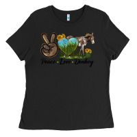 Black Peace Love Donkey Ladies Tee - LillyAllenDesigns