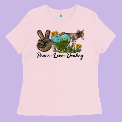 Peace Love Donkey Ladies Tee Designed By Lillyallendesigns