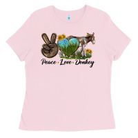Bubblegum Pink Peace Love Donkey Ladies Tee - LillyAllenDesigns