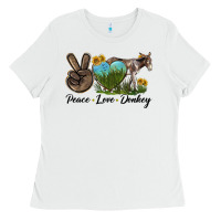 White Peace Love Donkey Ladies Tee - LillyAllenDesigns