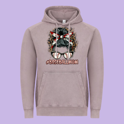 Baseballmom Messy Bun Vintage Hoodie Designed By Barkaloodesign