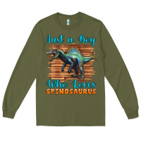 Army Green just a boy who loves baby spinosaurus Long Sleeve Tee - Artiststas