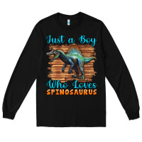 Black just a boy who loves baby spinosaurus Long Sleeve Tee - Artiststas