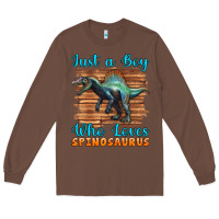 Chestnut just a boy who loves baby spinosaurus Long Sleeve Tee - Artiststas