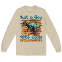Mushroom just a boy who loves baby spinosaurus Long Sleeve Tee - Artiststas