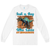 White just a boy who loves baby spinosaurus Long Sleeve Tee - Artiststas