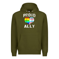 Army Green proud ally lgbt rainbow heart gay pride month Premium Hoodie - linhVisuals