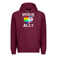 Burgundy proud ally lgbt rainbow heart gay pride month Premium Hoodie - linhVisuals