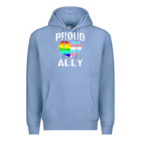 Colony Blue proud ally lgbt rainbow heart gay pride month Premium Hoodie - linhVisuals