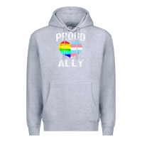 Heather Grey proud ally lgbt rainbow heart gay pride month Premium Hoodie - linhVisuals
