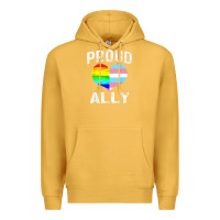 Mustard proud ally lgbt rainbow heart gay pride month Premium Hoodie - linhVisuals