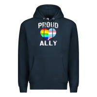 Navy proud ally lgbt rainbow heart gay pride month Premium Hoodie - linhVisuals