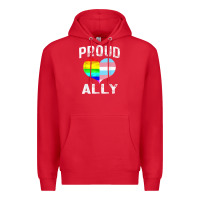Red proud ally lgbt rainbow heart gay pride month Premium Hoodie - linhVisuals