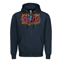 Navy Leopard Mama Lightning Zipper Hoodie - RanaPortraitStore