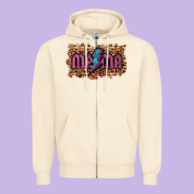 Leopard Mama Lightning Zipper Hoodie Designed By Ranaportraitstore