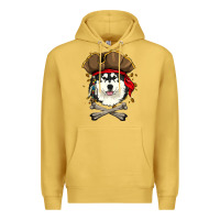 Antique Gold alaskan malamute pirate dog halloween Premium Hoodie - linhVisuals