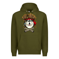 Army Green alaskan malamute pirate dog halloween Premium Hoodie - linhVisuals