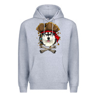 Heather Grey alaskan malamute pirate dog halloween Premium Hoodie - linhVisuals