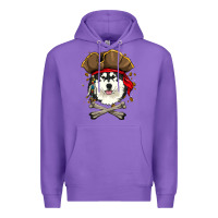 Purple alaskan malamute pirate dog halloween Premium Hoodie - linhVisuals