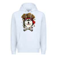 White alaskan malamute pirate dog halloween Premium Hoodie - linhVisuals