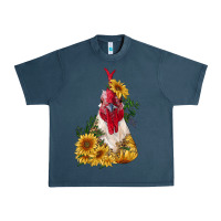 Midnight Navy sunflower rooster with leopard Urban Heavy Tee - RanaPortraitStore