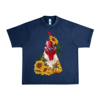 Navy sunflower rooster with leopard Urban Heavy Tee - RanaPortraitStore