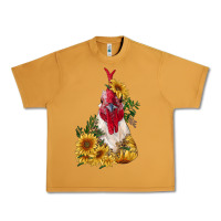 Peanut Butter sunflower rooster with leopard Urban Heavy Tee - RanaPortraitStore