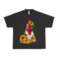 Pigment Black sunflower rooster with leopard Urban Heavy Tee - RanaPortraitStore