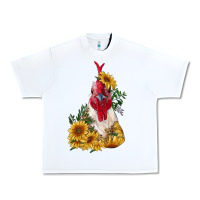 White sunflower rooster with leopard Urban Heavy Tee - RanaPortraitStore