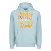 Blue Mist drinking coffee watching birds funny Premium Hoodie - linhVisuals