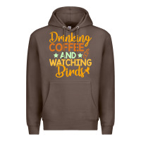 Coffee drinking coffee watching birds funny Premium Hoodie - linhVisuals